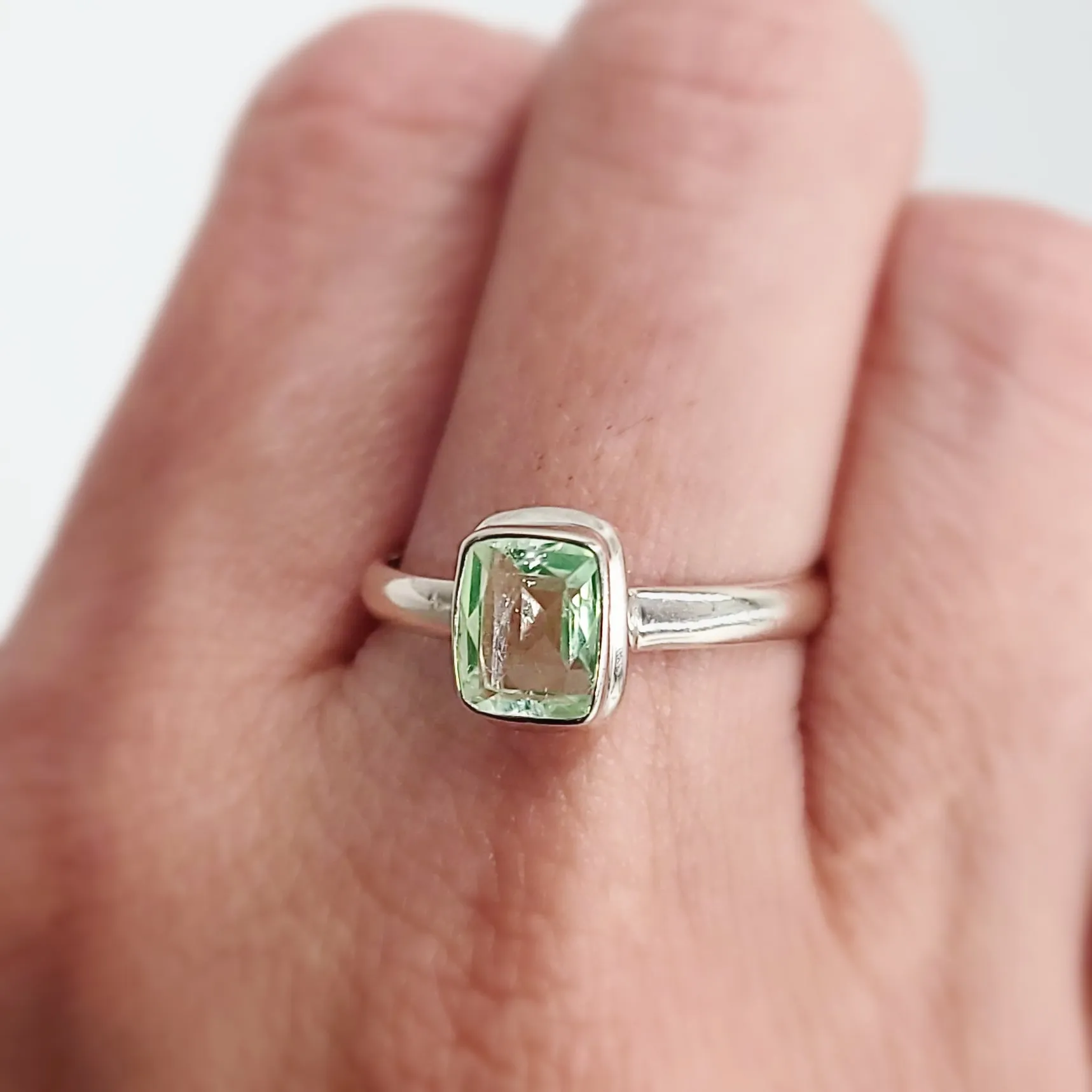 Hyalite Opal Ring Sterling Silver Band Size 10