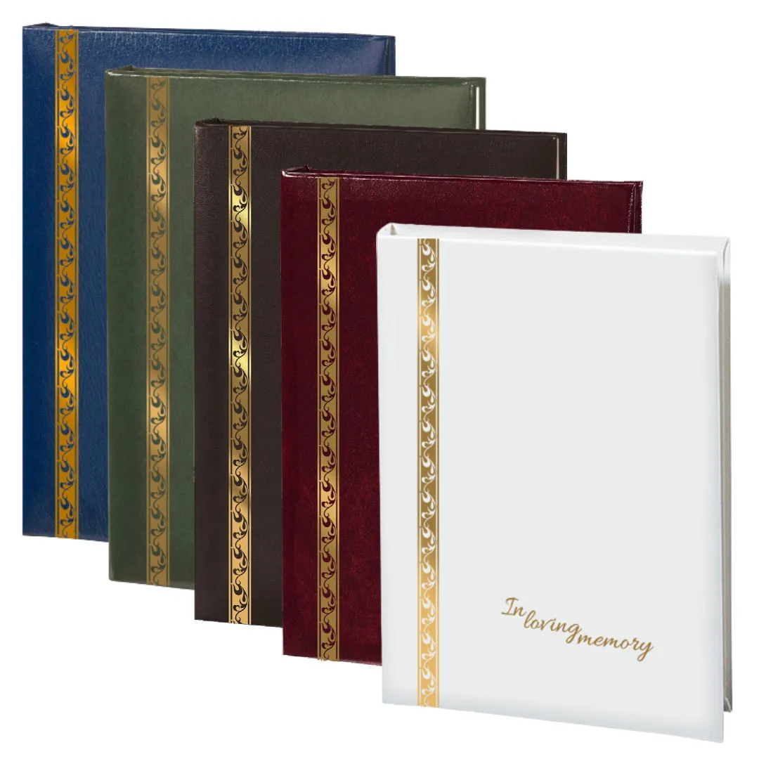 Imperial Scroll & In Loving Memory Memorial Guest Book -6 Ring-STGR104-White