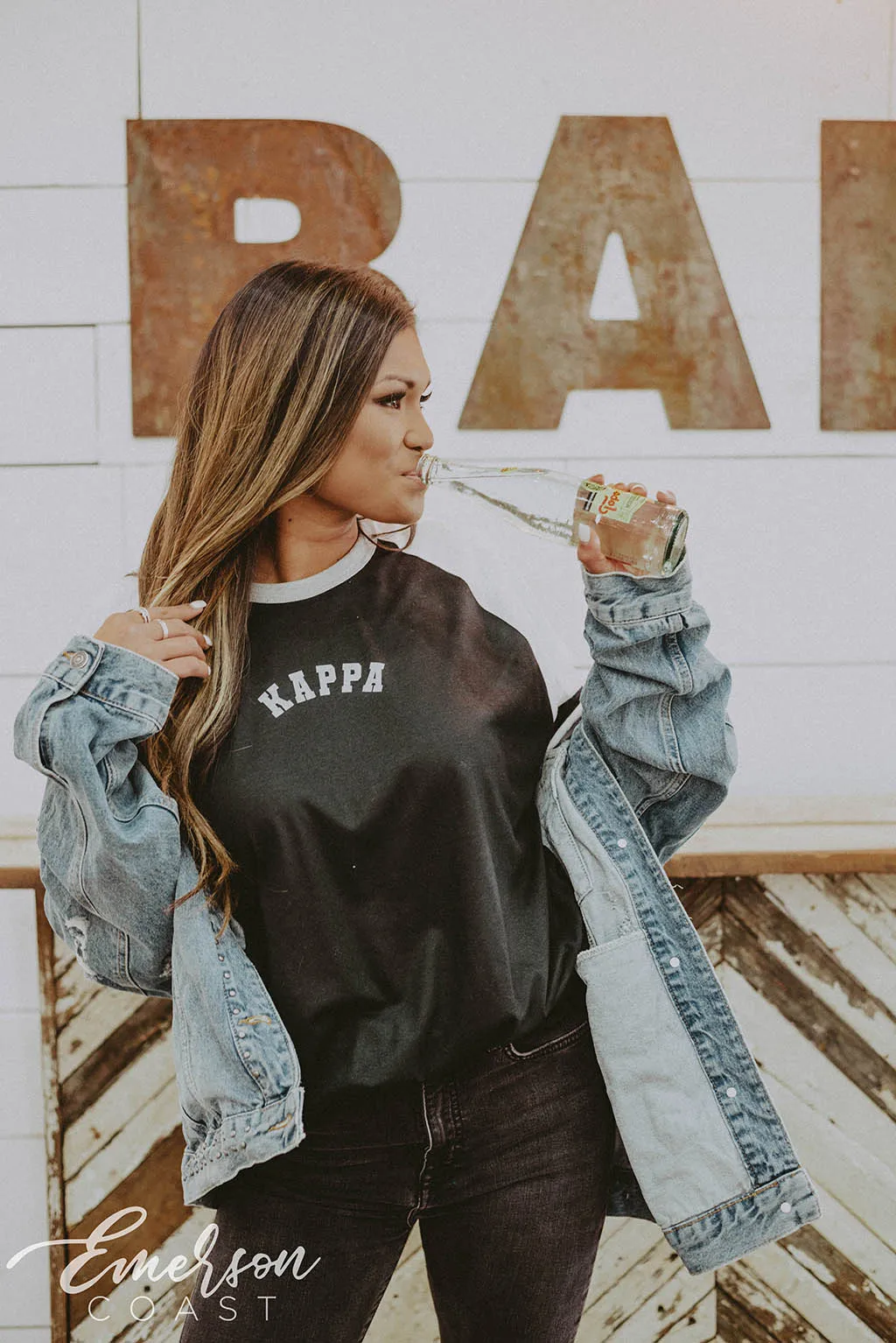 Kappa Black and White Retro PR Ringer T-shirt