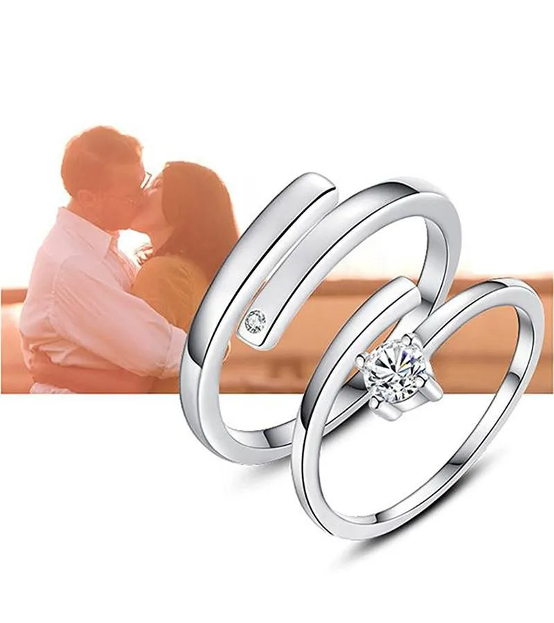 Karatcart Platinum Plated Adjustable Couple Ring