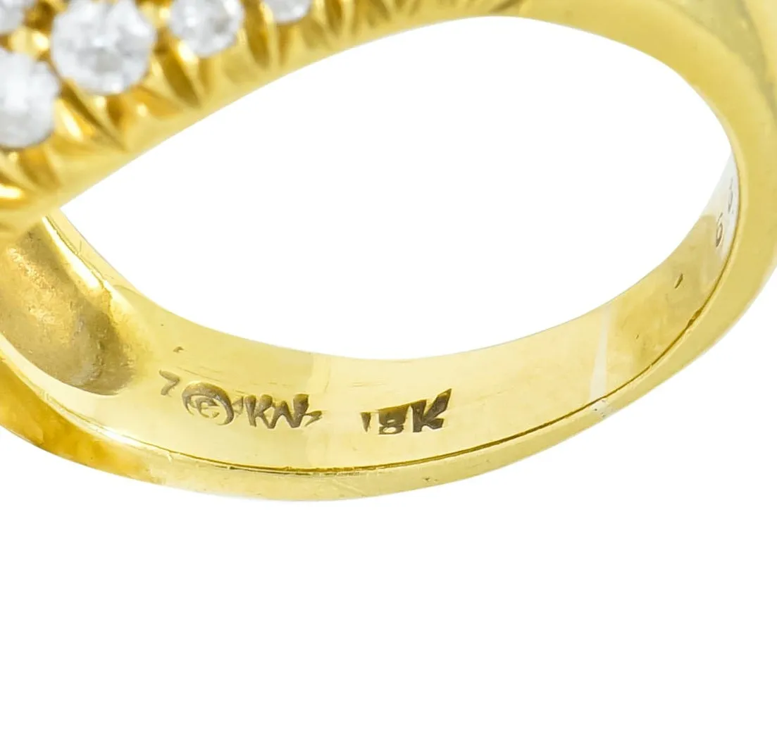 Kurt Wayne Vintage 4.87 CTW Diamond 18 Karat Gold Bombay Band Ring Circa 1970's