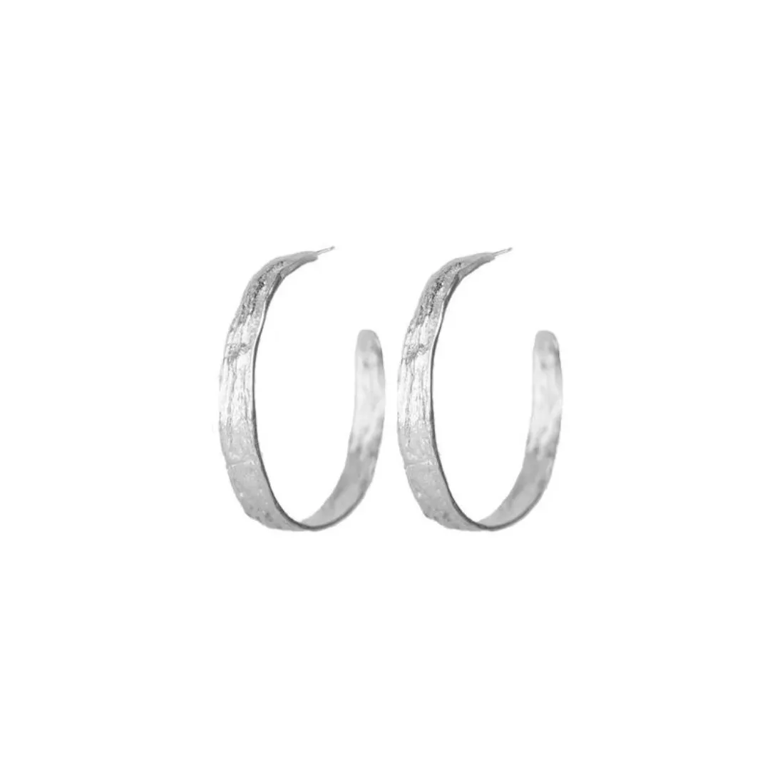 Large Makiki Silver Hoops