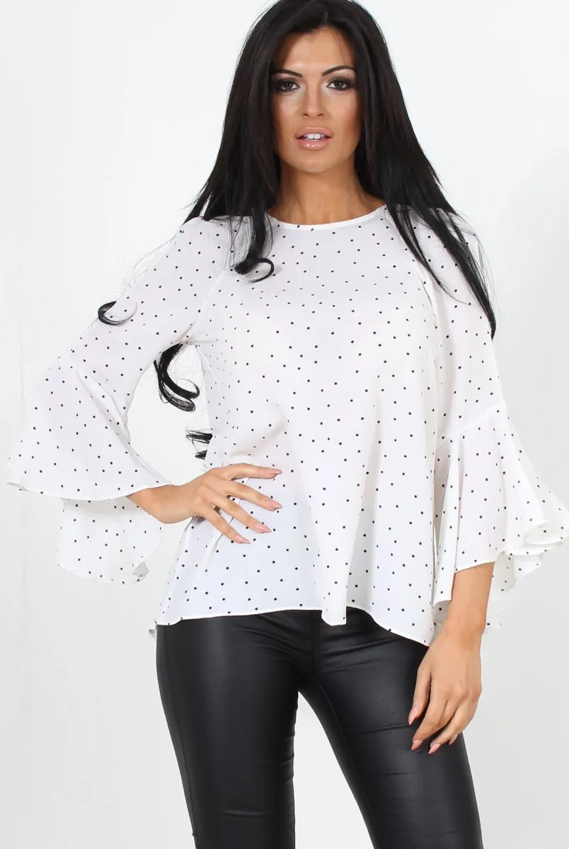 Laurel White And Black Polka Dots Top