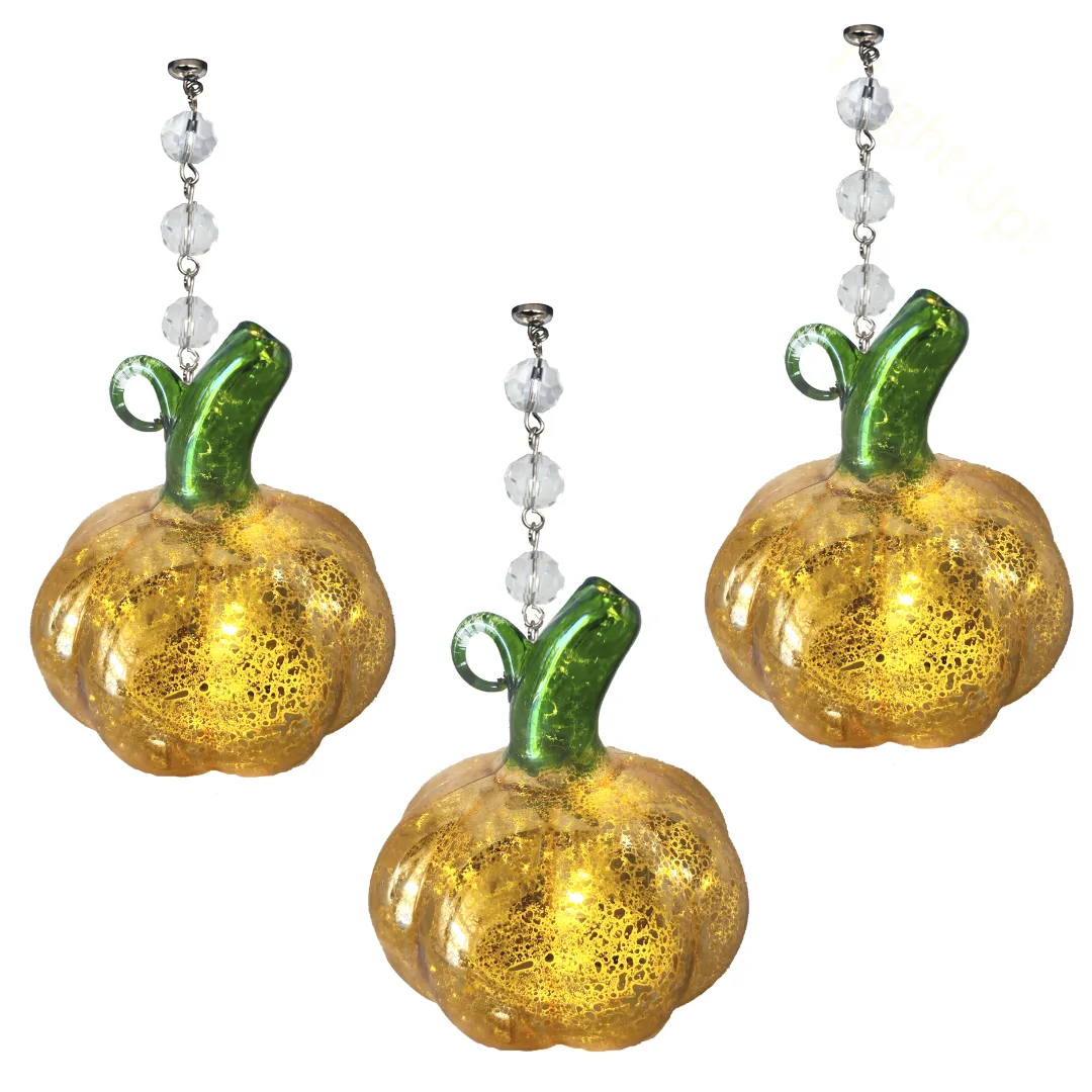 LIGHT UP PUMPKIN (Set/1) OR (Set/3) MAGNETIC HALLOWEEN CHANDELIER ORNAMENT
