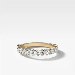 Marquise Round Multi Shape Diamond and Aquamarine Wedding Band