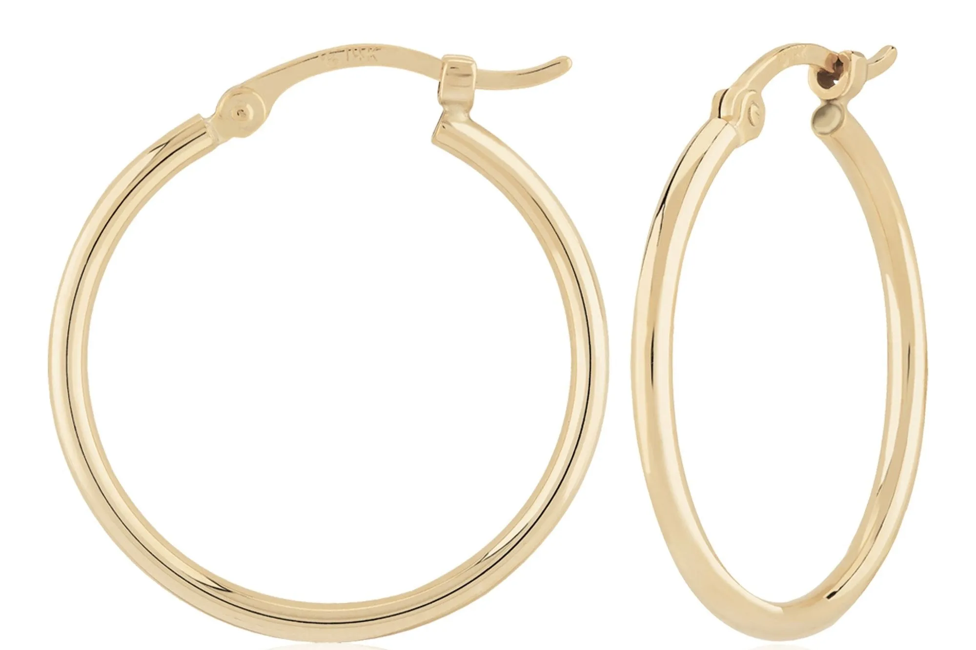 Medium Round Gold Tube Hoop Earrings