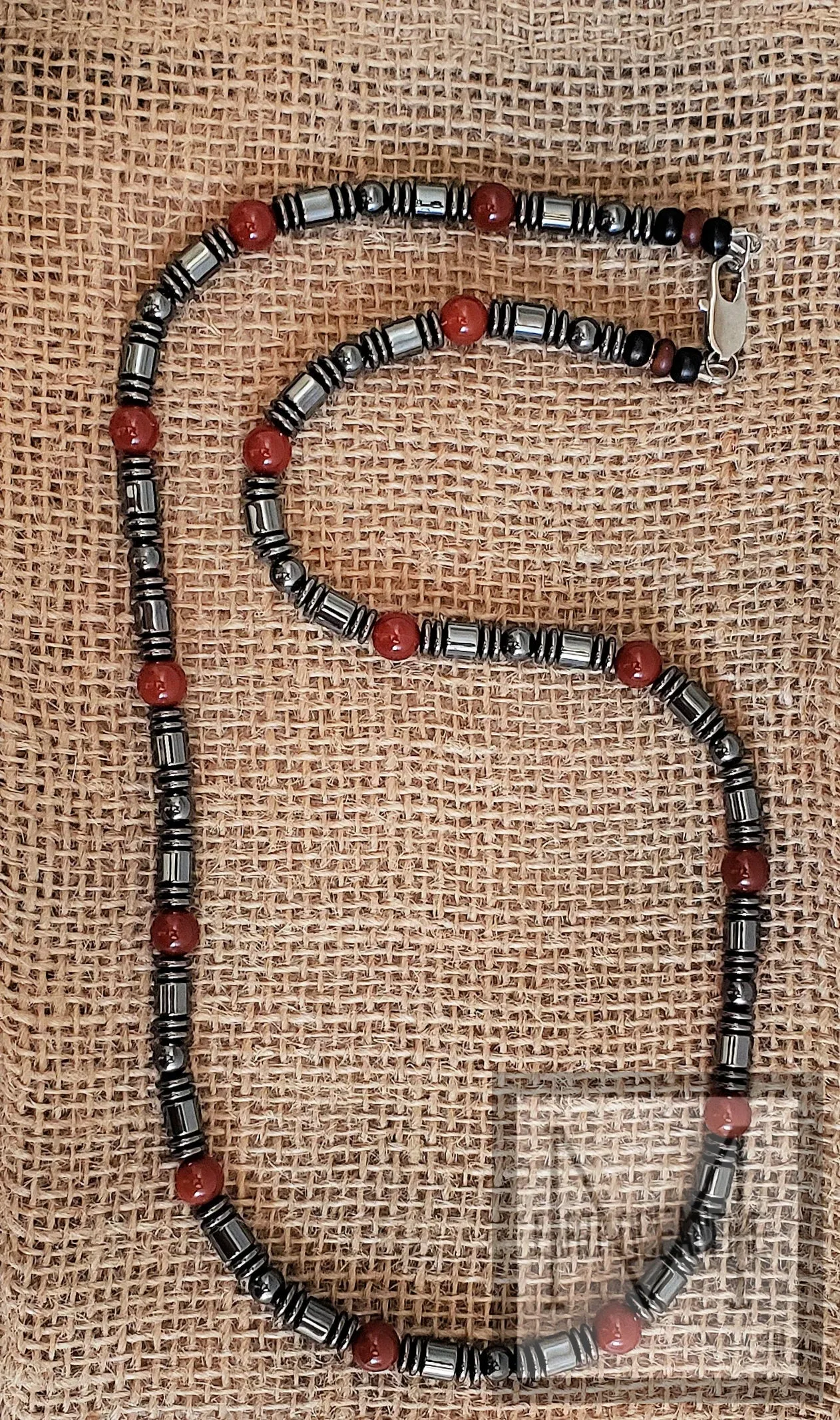 Men's Gemstone and Hematite Beaded Nelcklace Set