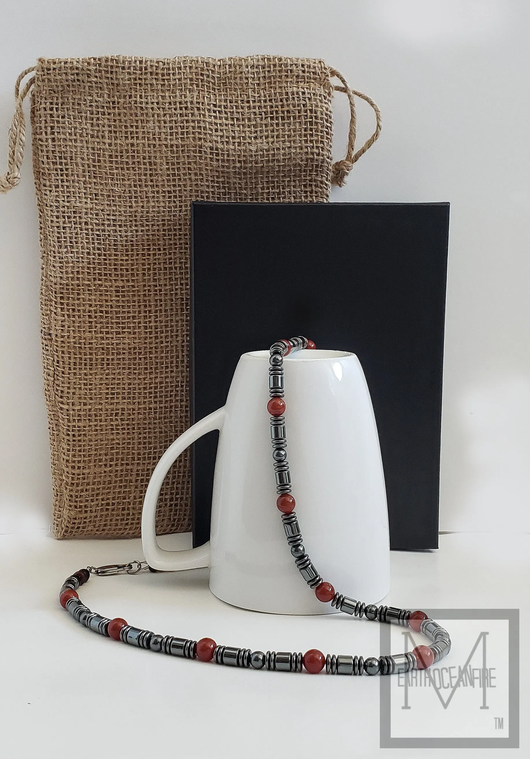 Men's Gemstone and Hematite Beaded Nelcklace Set