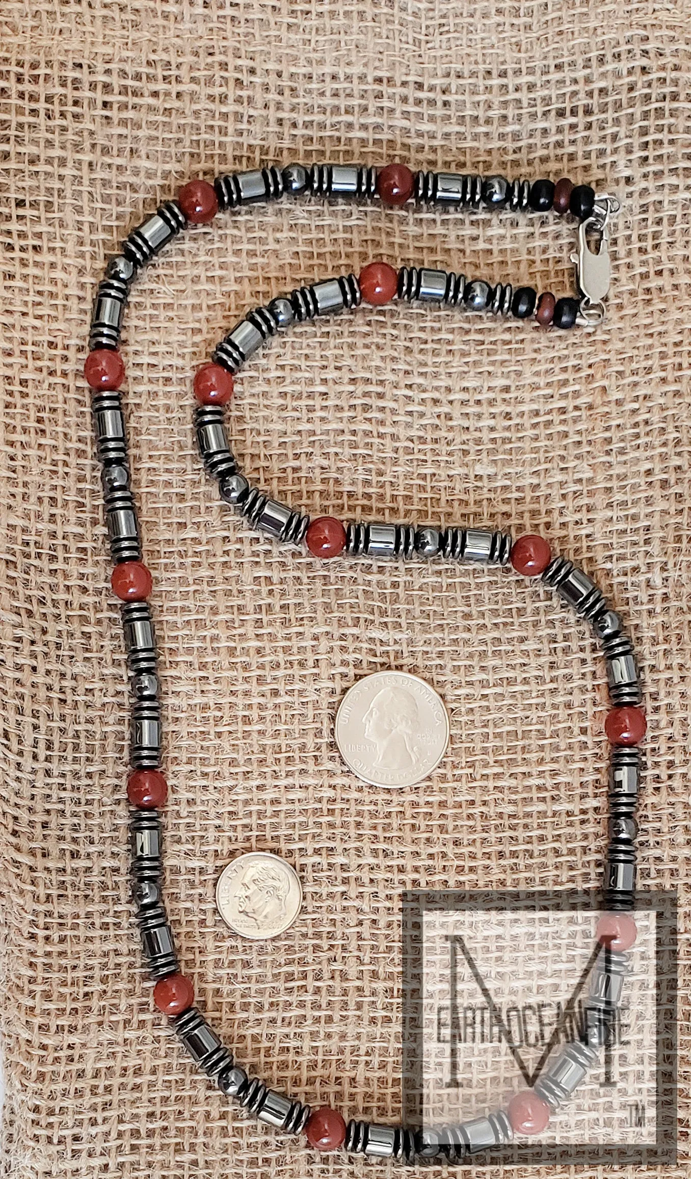 Men's Gemstone and Hematite Beaded Nelcklace Set