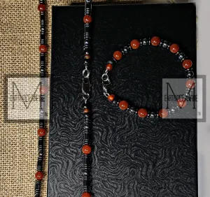 Men's Gemstone and Hematite Beaded Nelcklace Set