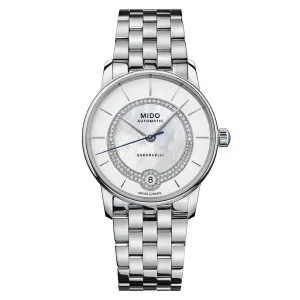 Mido watch baroncelli lady necklace 33mm nativeperlapper diamonds steel m037.807.11.031.00