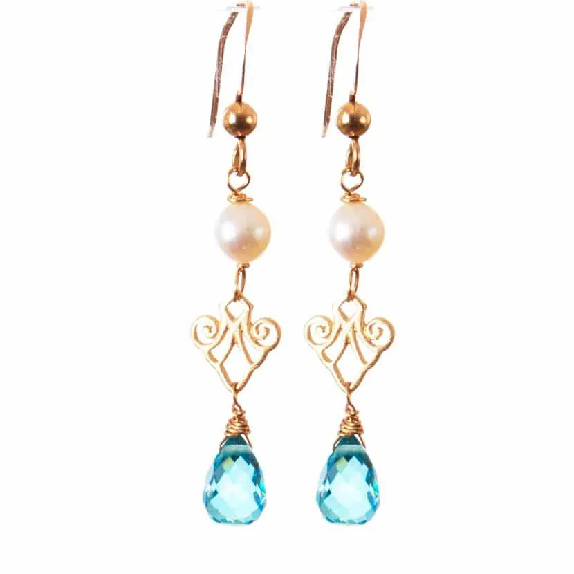 Mini Filigree Earrings w Tear Gem Drop