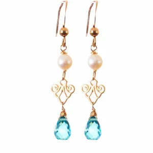 Mini Filigree Earrings w Tear Gem Drop