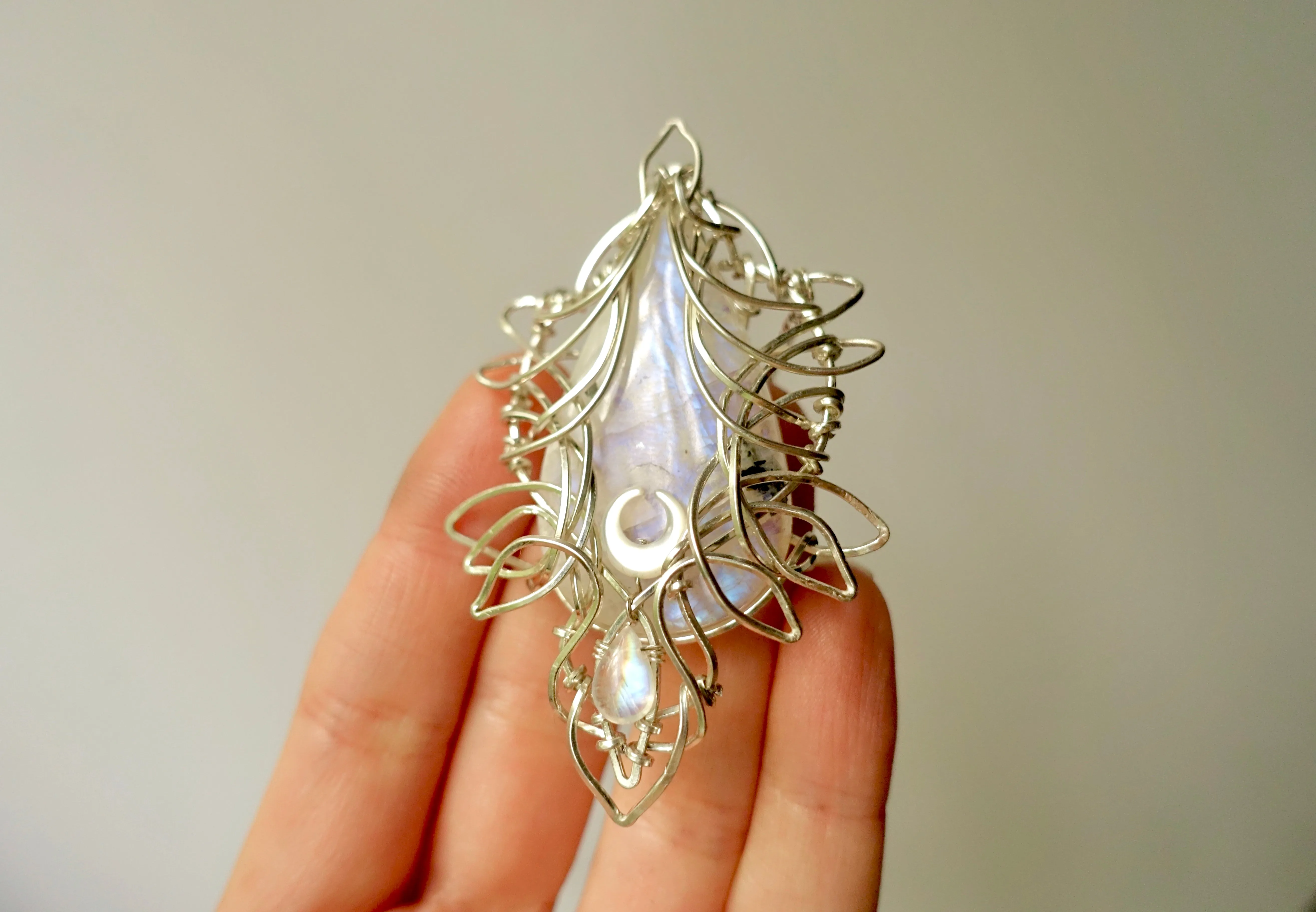 Moon Blossom with Moonstone in Silver