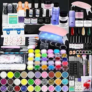 Morovan Acrylic Nail Kit - 30 Colors Nails Kit Acrylic Set with Everything for Beginners Glitter Acrylic Powder Monomer Acrylic Nail Supplies Nail Extension Kit Nail Art Starter Kit