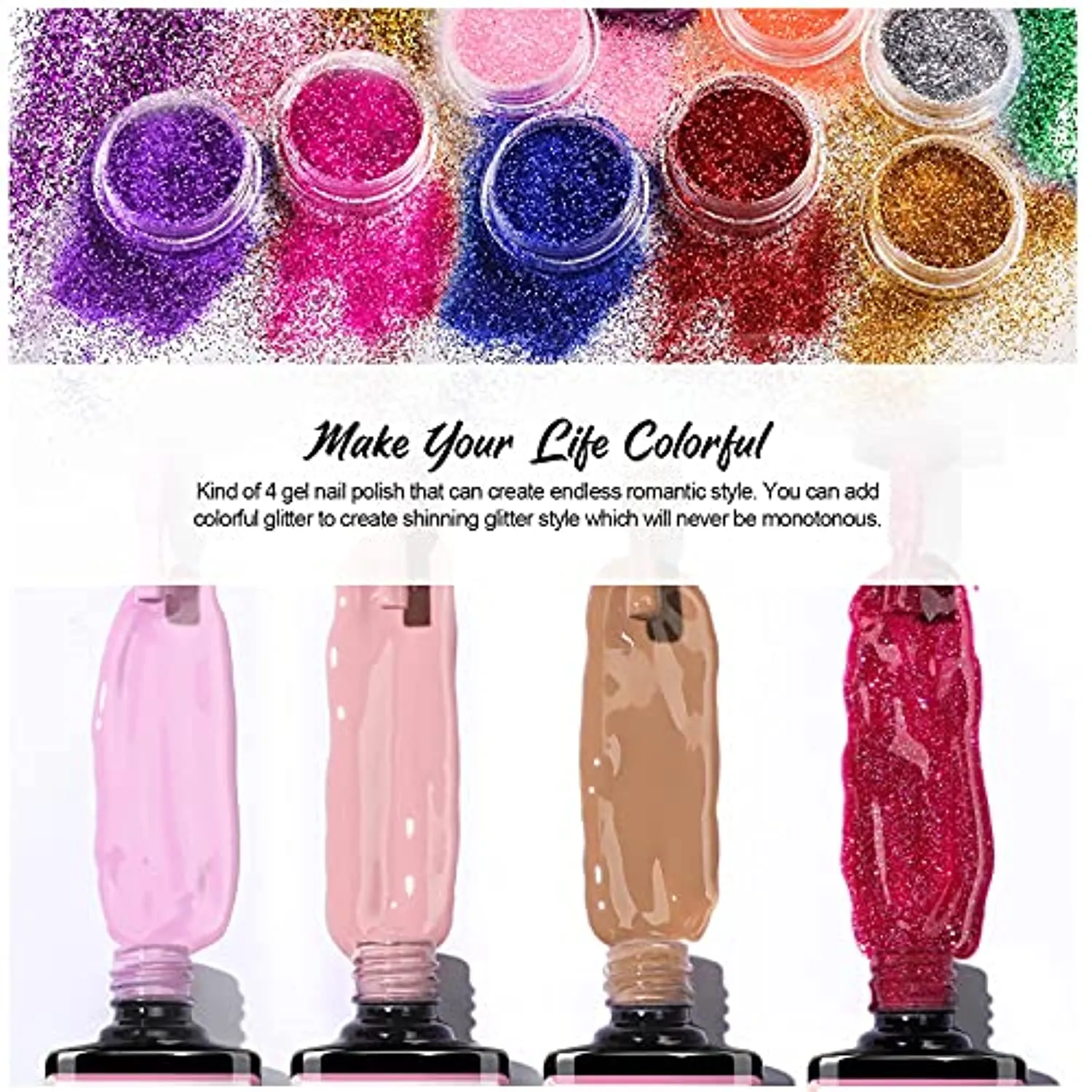 Morovan Acrylic Nail kit Acrylic Powder - 6 pcs Gel Nail Polish Kit with UV Light (6w) Glitter Liquid Monomer Nail Art Supplies for Acrylic Nails