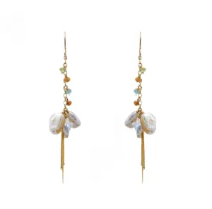 Mother of Pearl & Multi Gemstones E492 Earrings