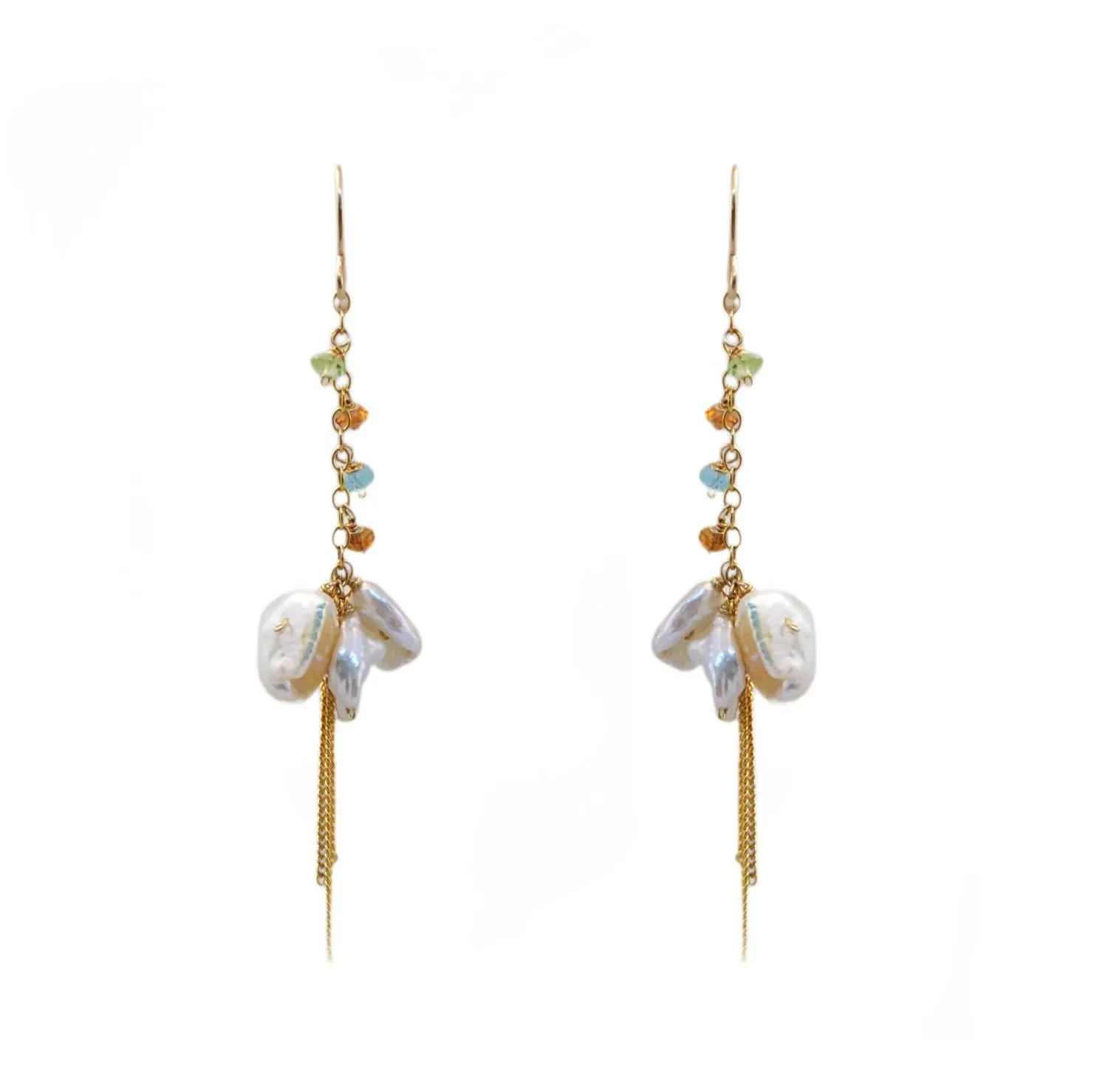 Mother of Pearl & Multi Gemstones E492 Earrings