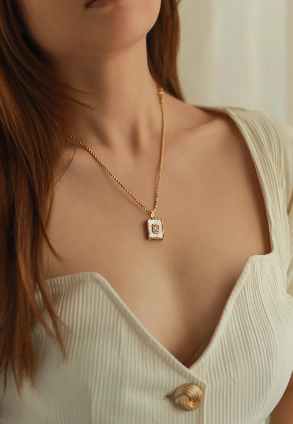 Mother of Pearl & Rhinestone Pendant