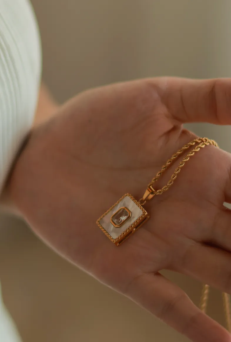 Mother of Pearl & Rhinestone Pendant