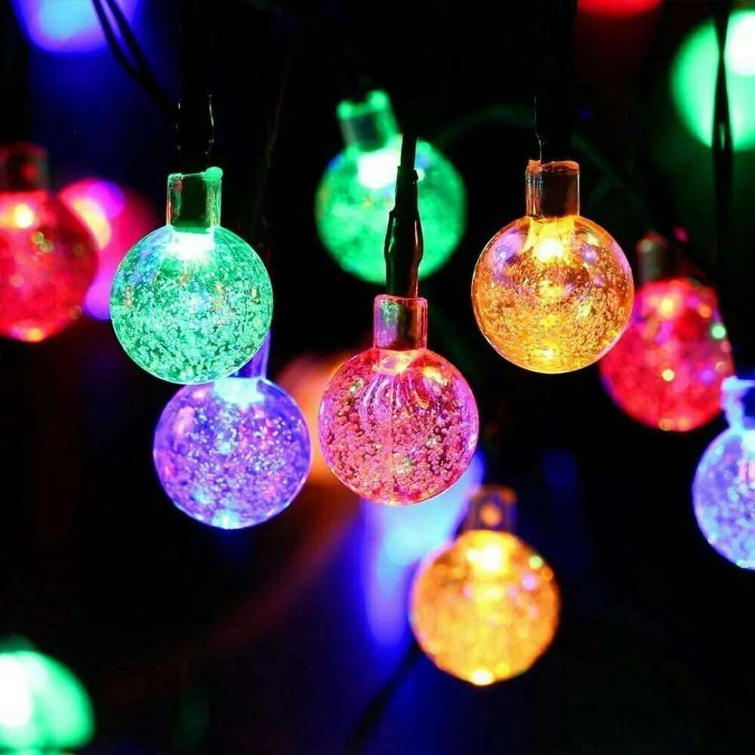 Multicoloured Led String Lights In Crystal Balls Design