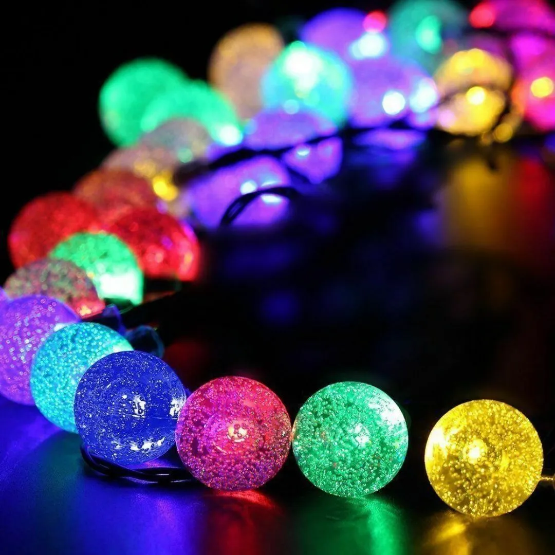 Multicoloured Led String Lights In Crystal Balls Design