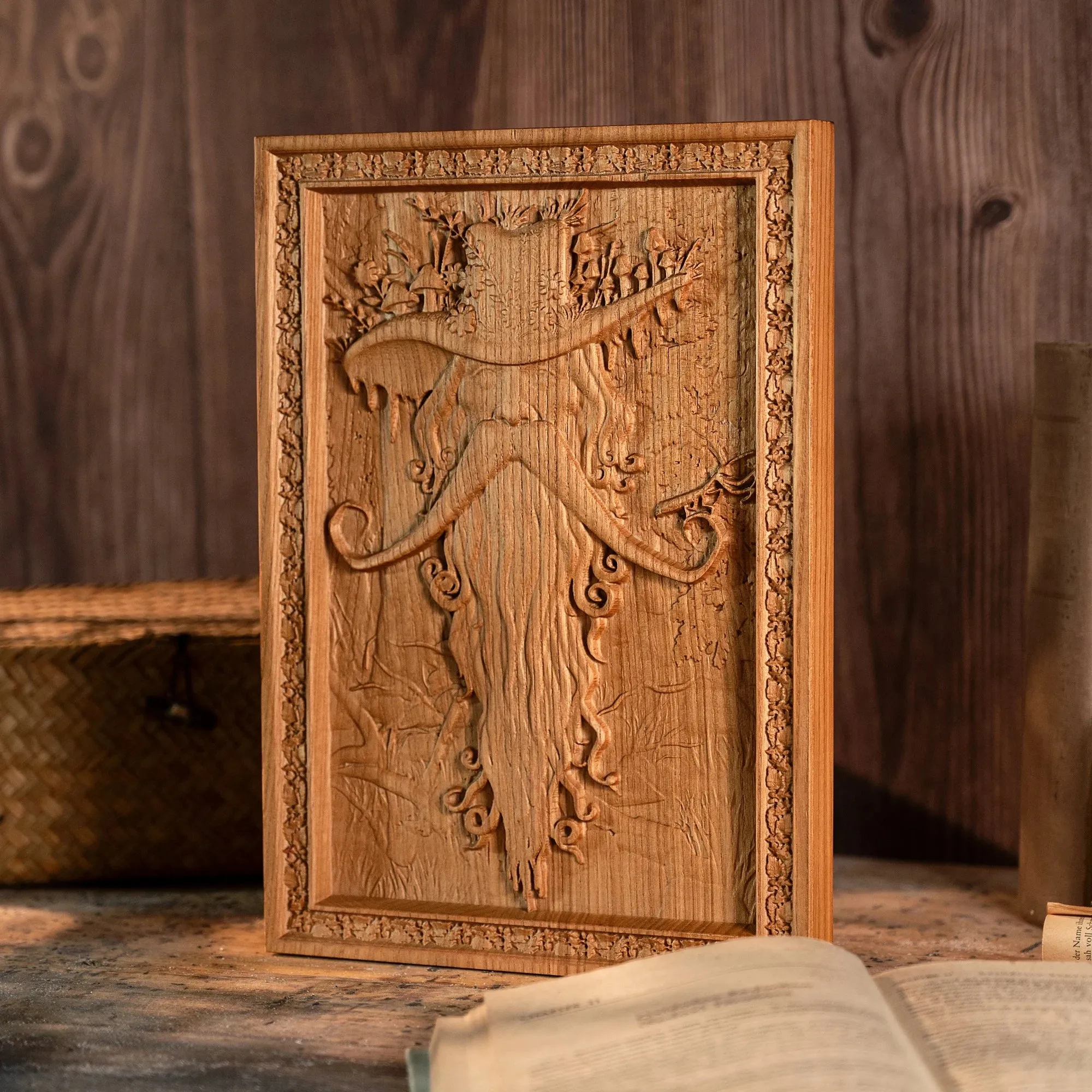 Natural ash wood brown robe Radagast forest elf magician wood carving art wall decoration creative wood products decoration
