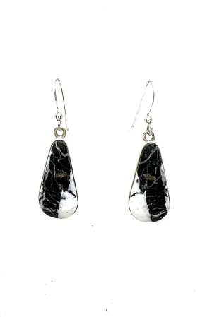 Navajo White Buffalo Turquoise Teardrop Earrings by Kathy Secatero