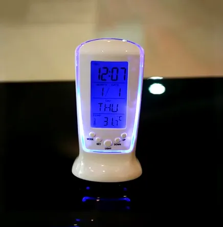 NEW 1Pcs White 510 Mini Small Alarm Clock Led Luminous Music Alarm Mute Lazy Electronic Clock with Temperature Alarm Clock