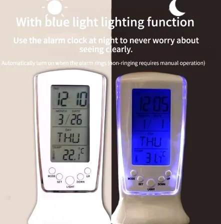 NEW 1Pcs White 510 Mini Small Alarm Clock Led Luminous Music Alarm Mute Lazy Electronic Clock with Temperature Alarm Clock