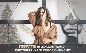 New Neewer 2 Packs Light Wand Handheld 60 LED Video Light Stick 5500K with Adjustable Brightness, 2-meter Light Stands Kit for Portrait, Product Photography, Video Light, Retails $147 w/tax!