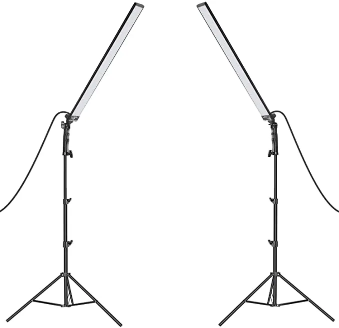 New Neewer 2 Packs Light Wand Handheld 60 LED Video Light Stick 5500K with Adjustable Brightness, 2-meter Light Stands Kit for Portrait, Product Photography, Video Light, Retails $147 w/tax!