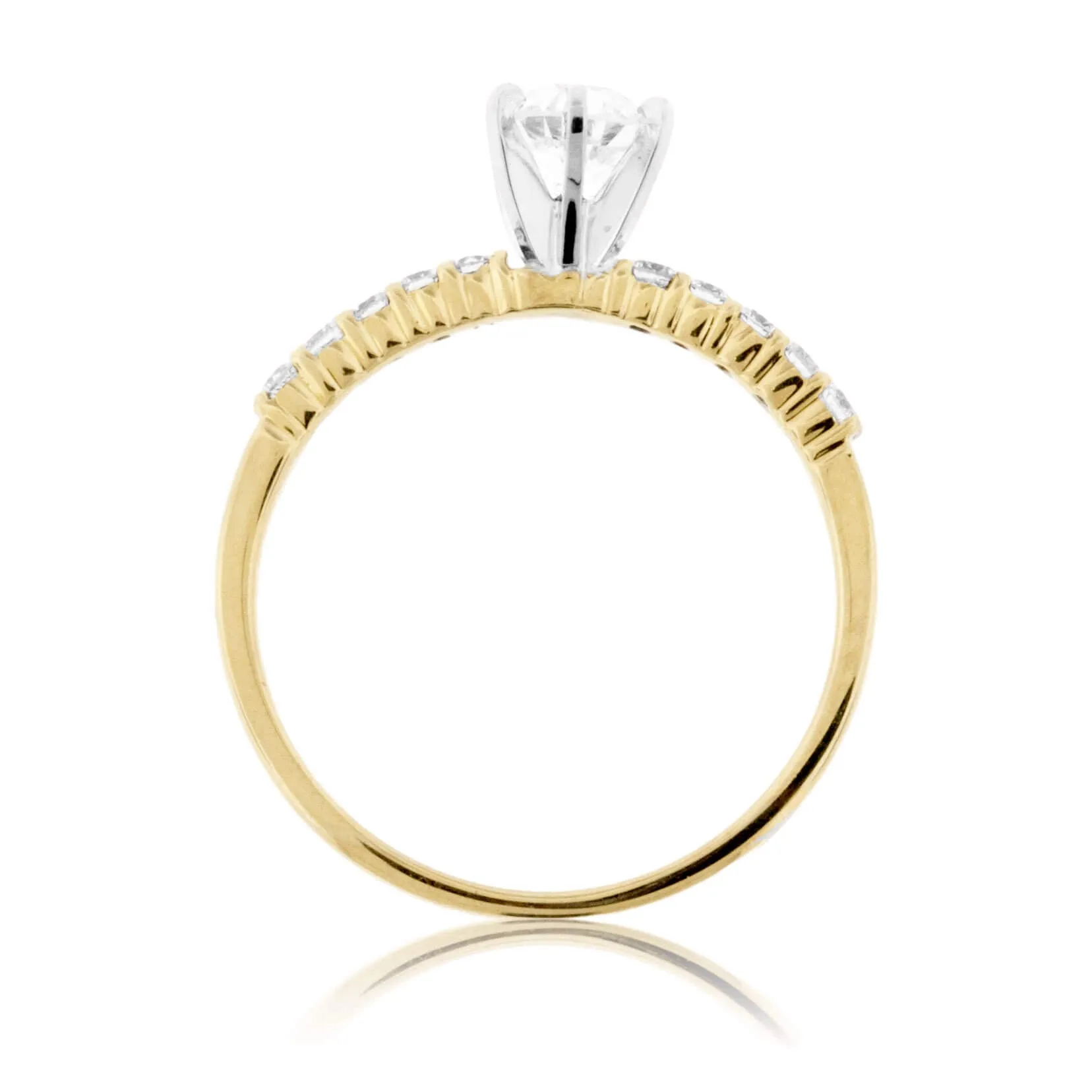 Old European Cut Round Diamond Accented Engagement Ring
