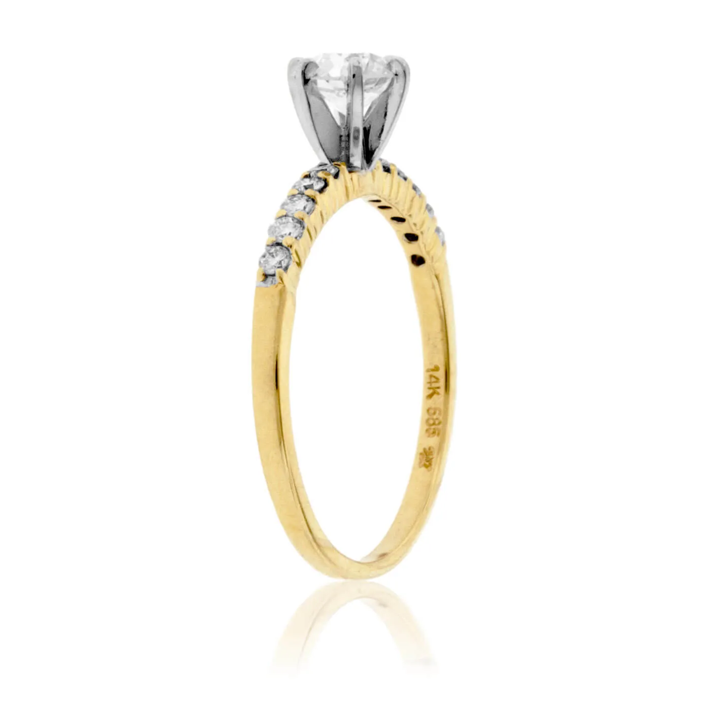 Old European Cut Round Diamond Accented Engagement Ring