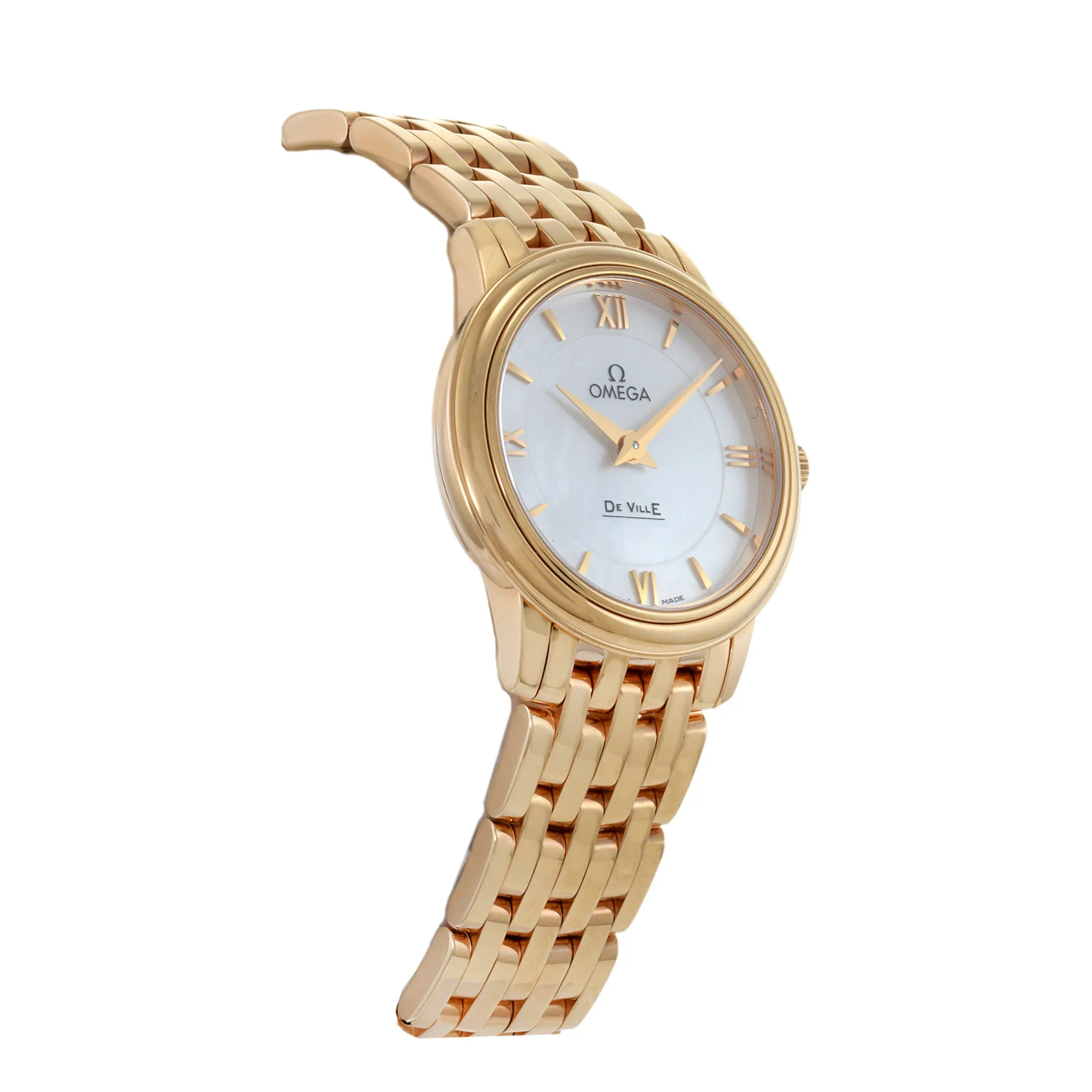 Omega DeVille Prestige Watch 18K Rose Gold and Mother of Pearl