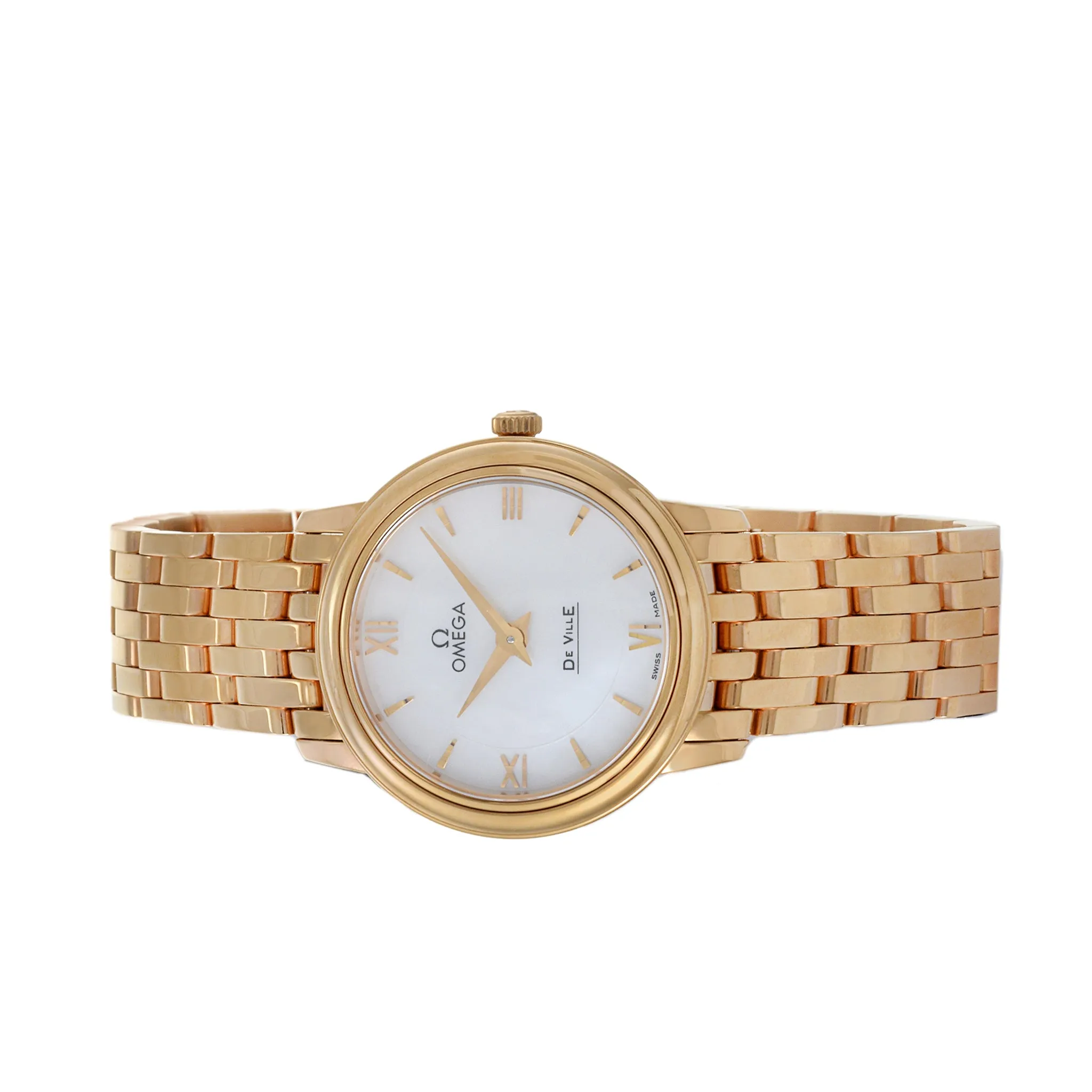 Omega DeVille Prestige Watch 18K Rose Gold and Mother of Pearl