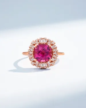 One of a Kind Cushion-Cut Dark Pink Sapphire Ring