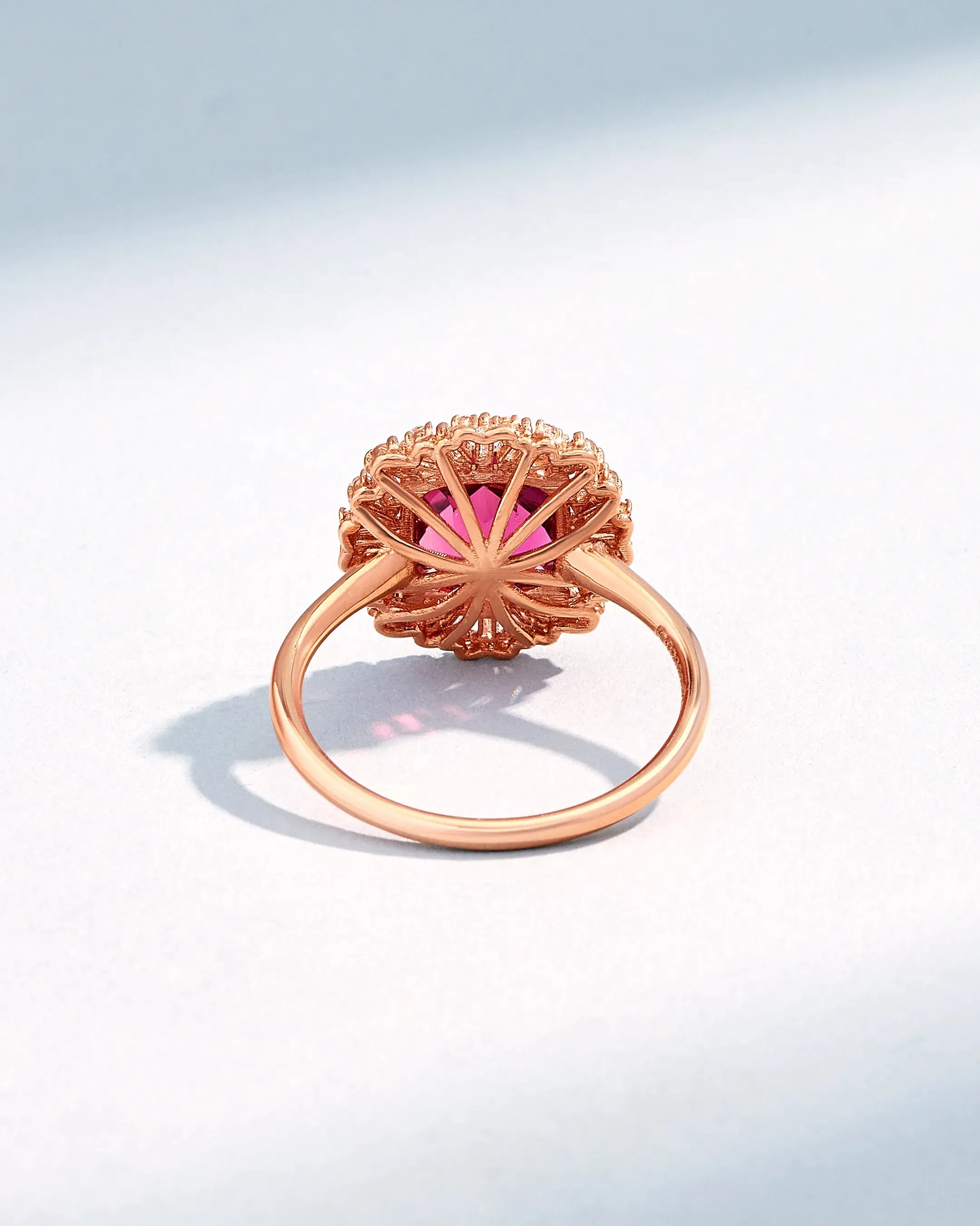 One of a Kind Cushion-Cut Dark Pink Sapphire Ring