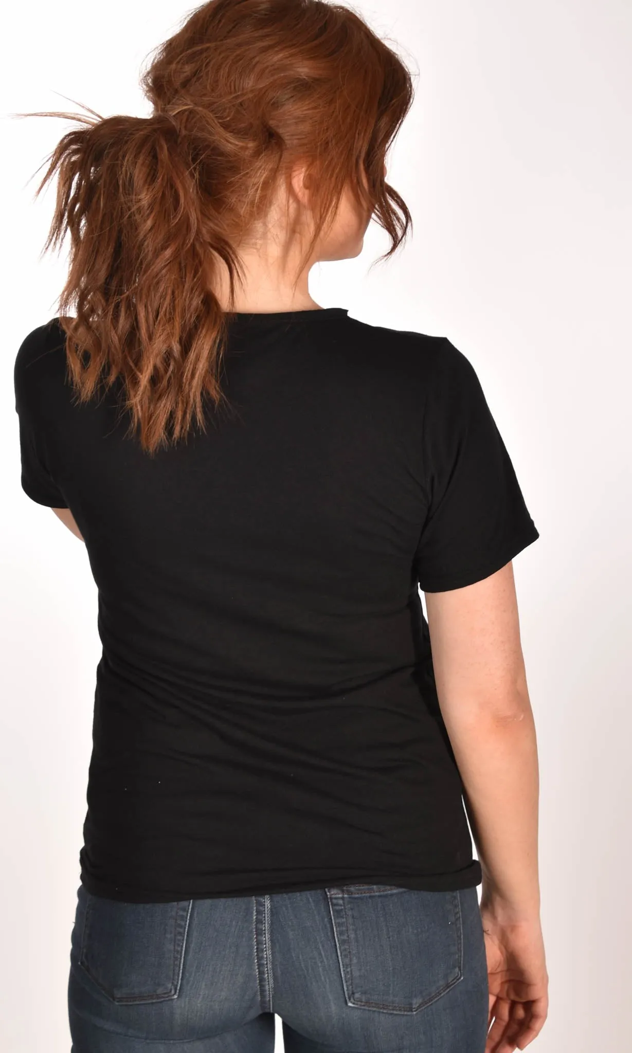 Red Hair Don't Care Circle Raw Neck Unisex Tee