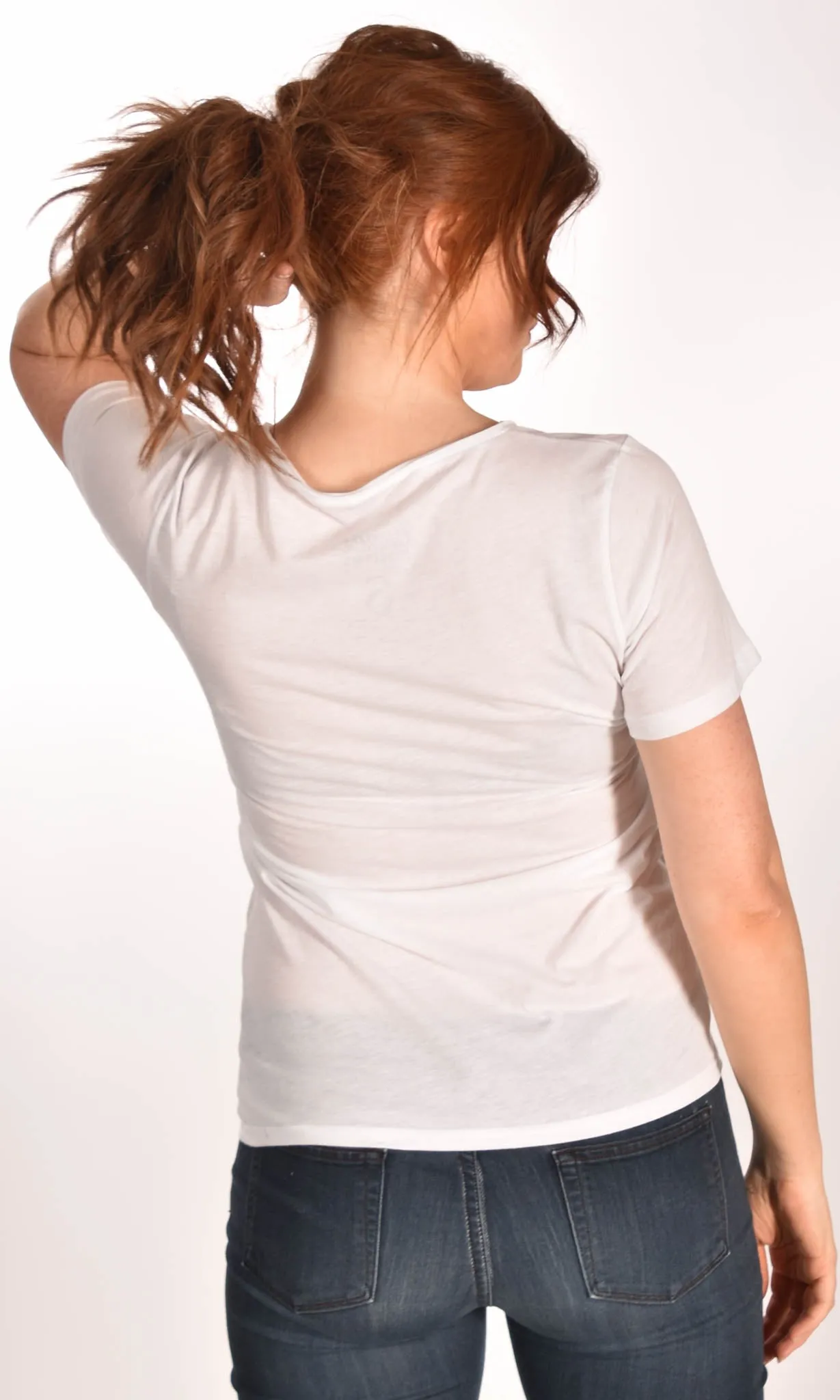 Red Hair Don't Care Circle Raw Neck Unisex Tee