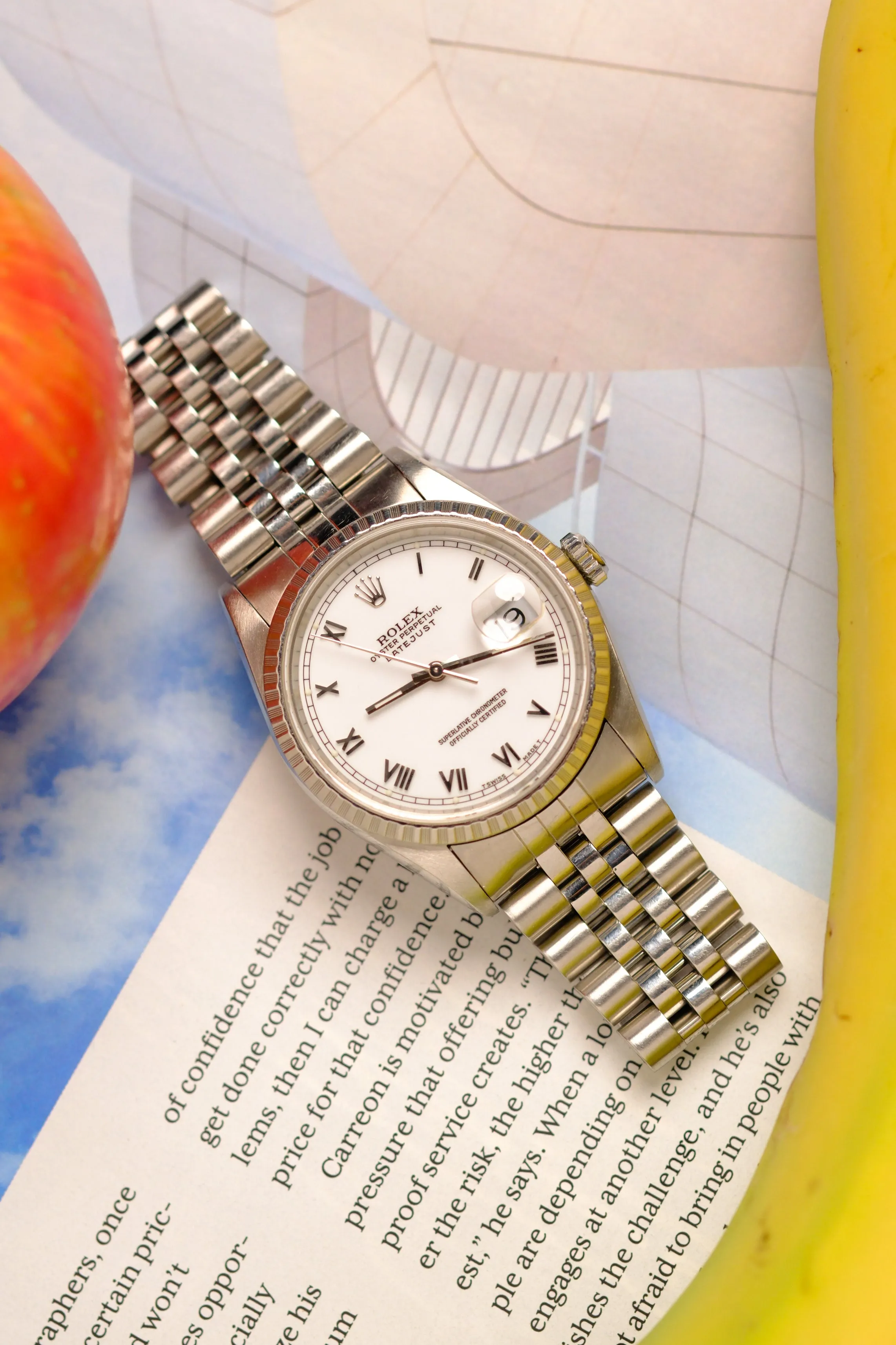 Rolex Datejust 16220 White Enamel Roman Dial - 1999