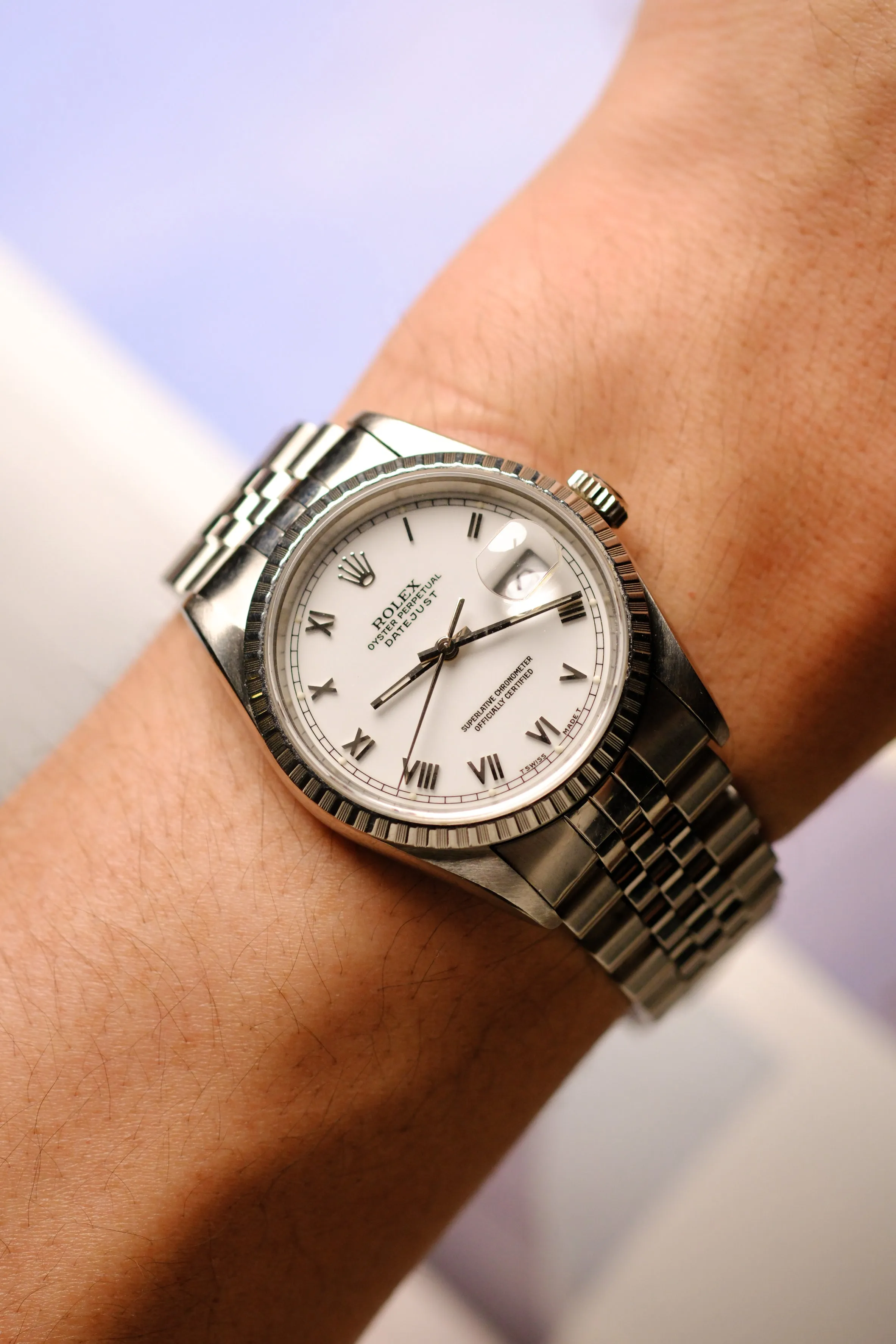 Rolex Datejust 16220 White Enamel Roman Dial - 1999