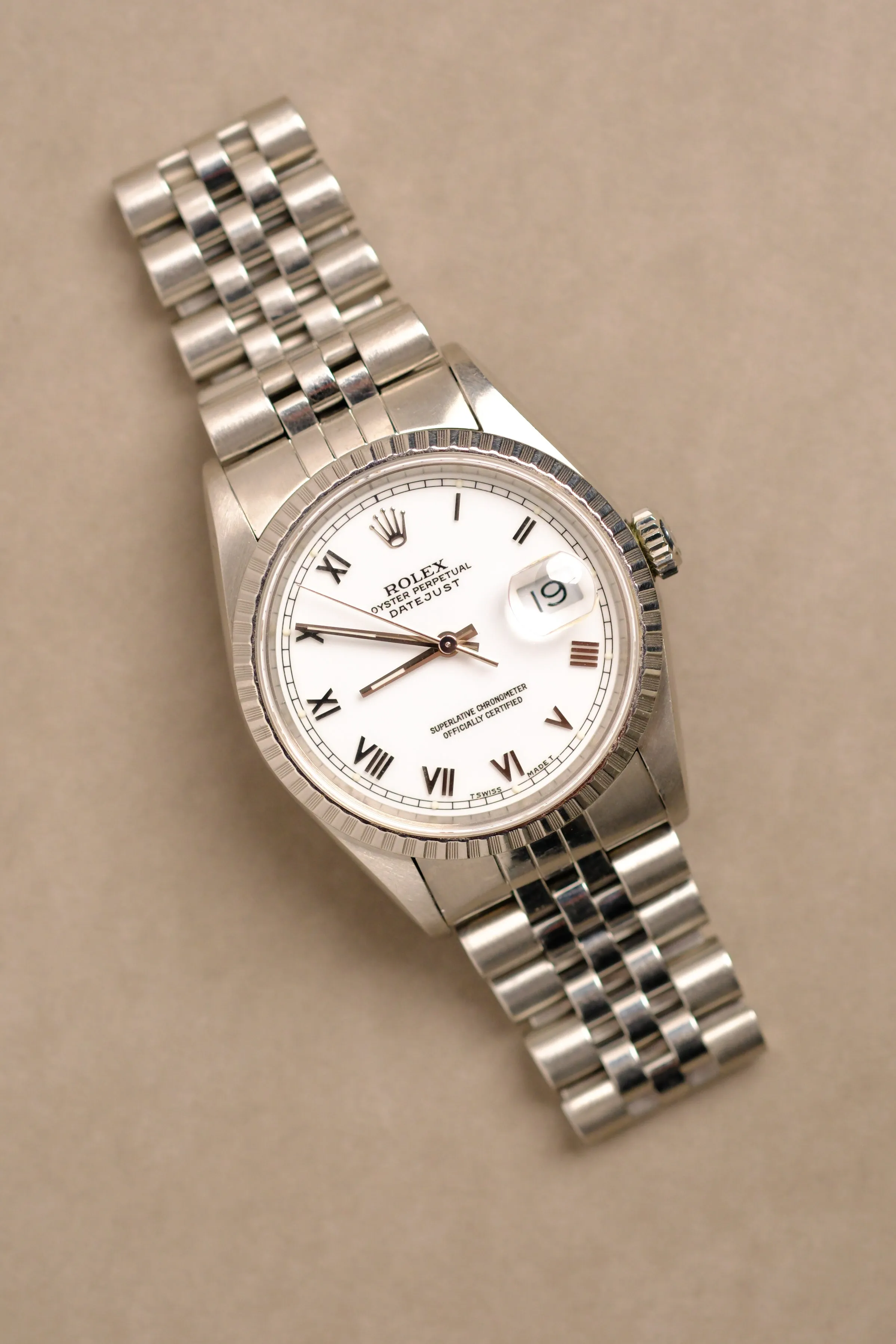 Rolex Datejust 16220 White Enamel Roman Dial - 1999