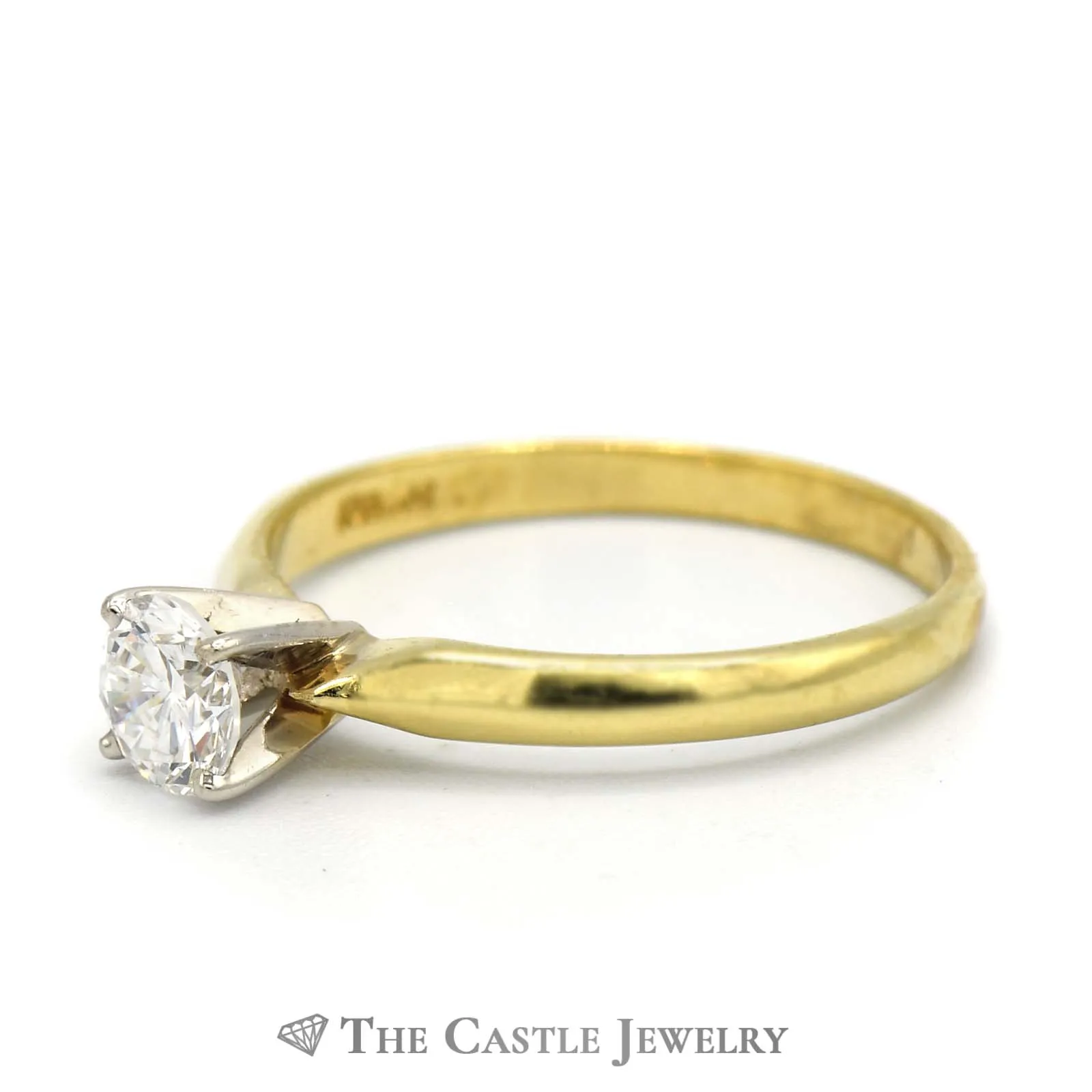 Round Brilliant Cut 1/2ct Diamond Engagement Ring SI1 G/H in 18K Yellow Gold