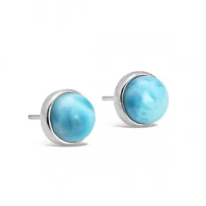 Round Larimar Stud Earrings