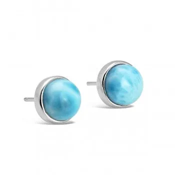 Round Larimar Stud Earrings