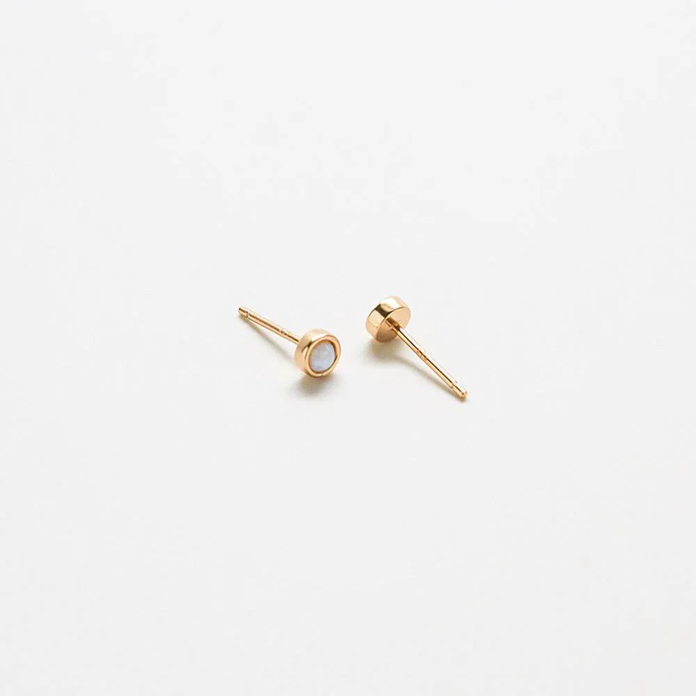 Round Opal Stud Earrings