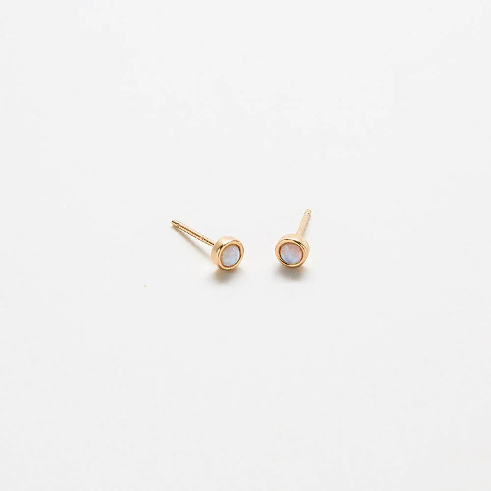 Round Opal Stud Earrings