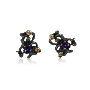 Scoria Earrings with Amethyst
