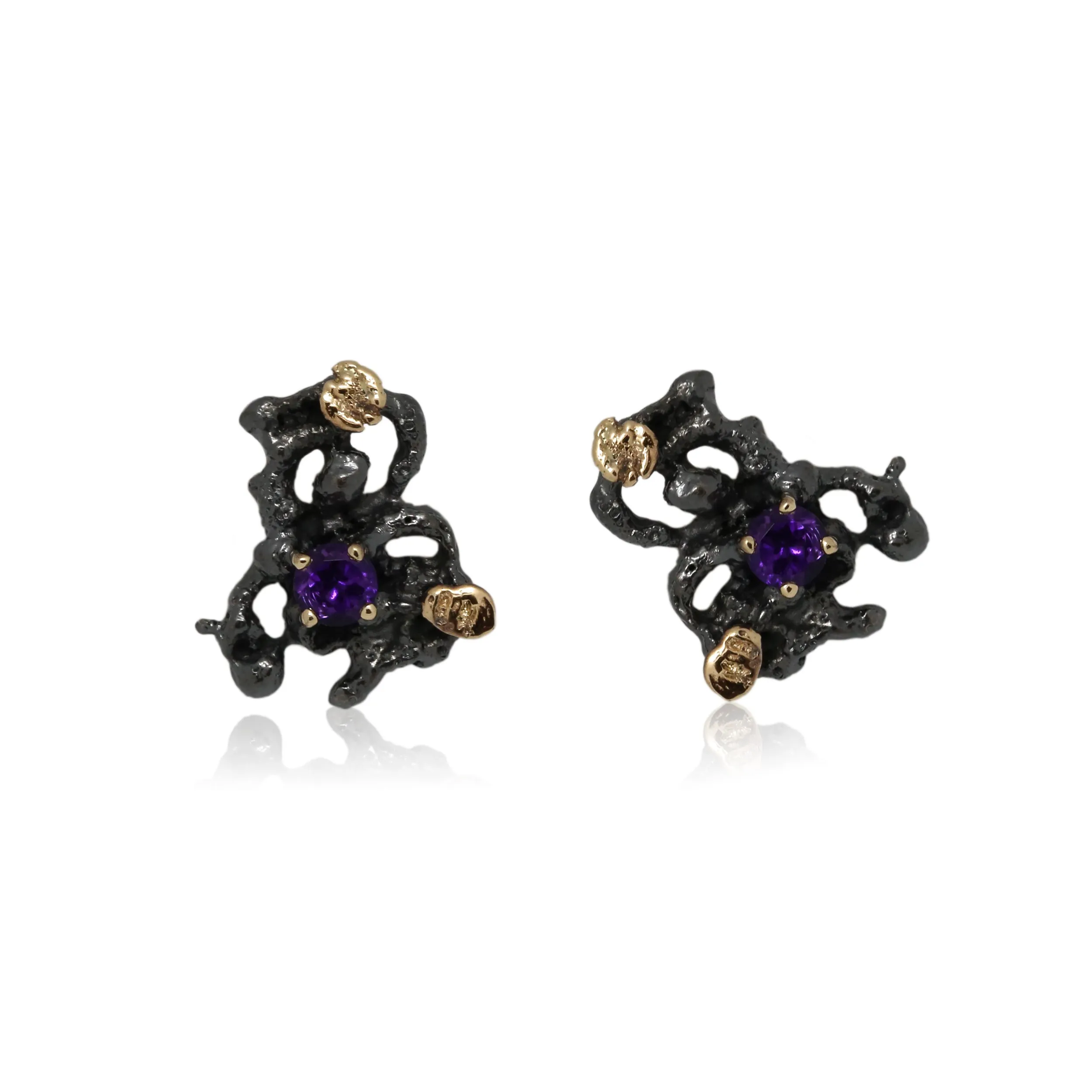 Scoria Earrings with Amethyst
